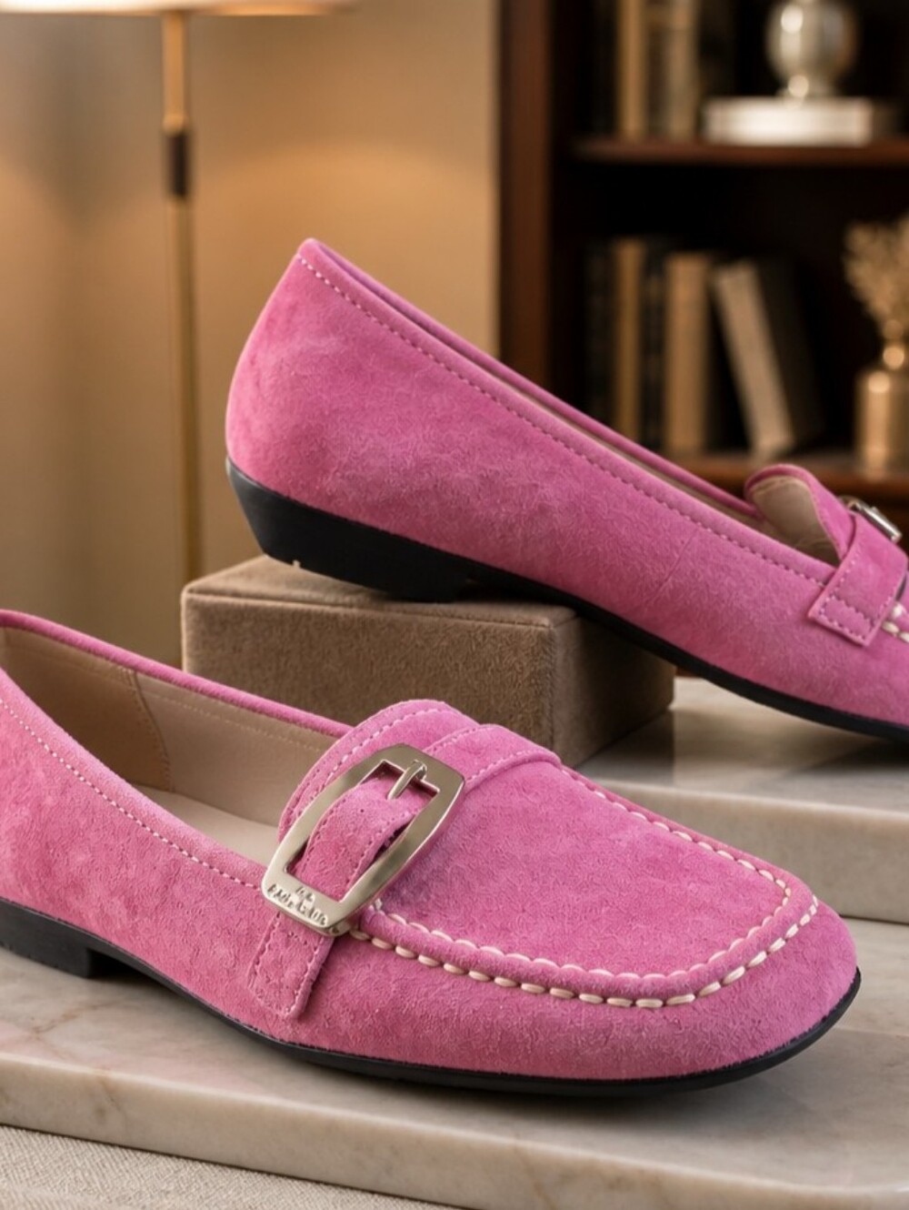 Anne Klein Iflex Pink Suede Buckle Loafers for Women Size 7m Romance Feminine